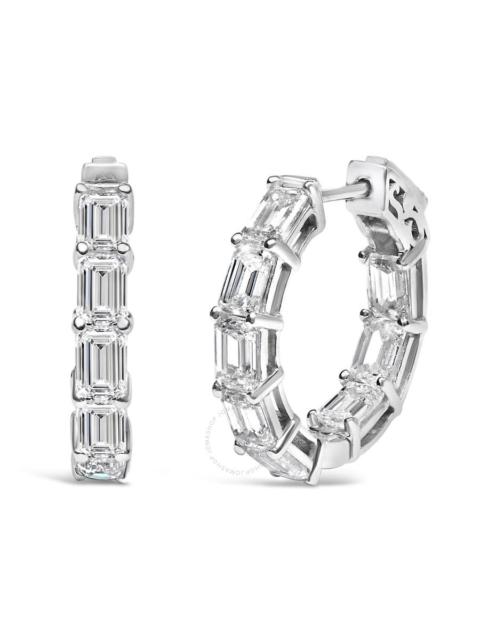 Haus Of Brilliance - Haus of Brilliance 14K White Gold 5 1/10 Cttw Emerald Cut Lab Grown Diamond Inside Out Hoop Earrings
