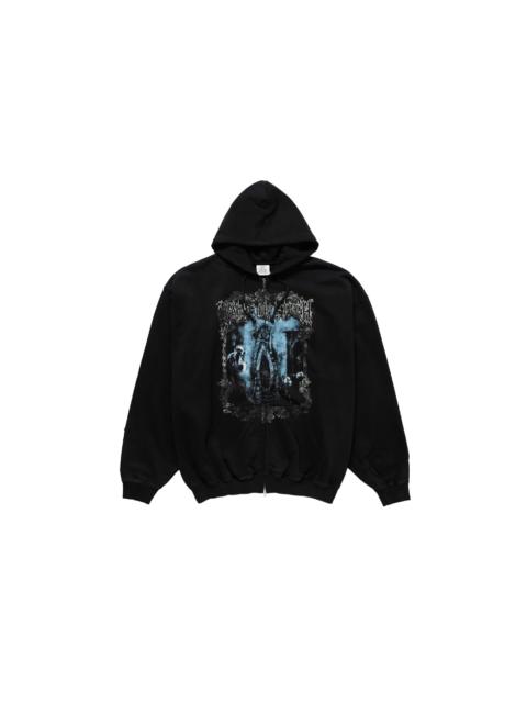 VETEMENTS Vetements Cof Butterfly Oversized Zip-Up Hoodie Washed Black