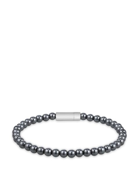 BOSS LOGO-CLOSURE CUFF WITH HEMATITE BEADS