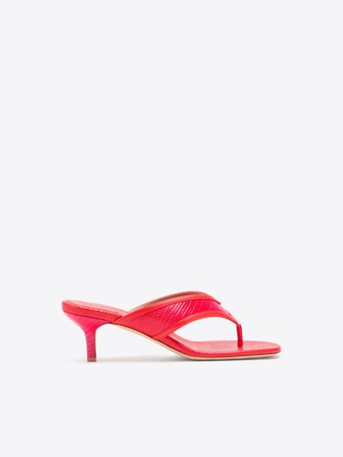 MALONE SOULIERS Koko 45 Orange & Pink Embossed Leather Thong Sandals