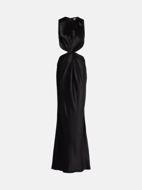 SAINT LAURENT Cutout gathered silk gown