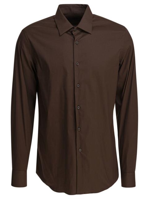 Prada Prada Stretch Cotton Shirt Brown Men