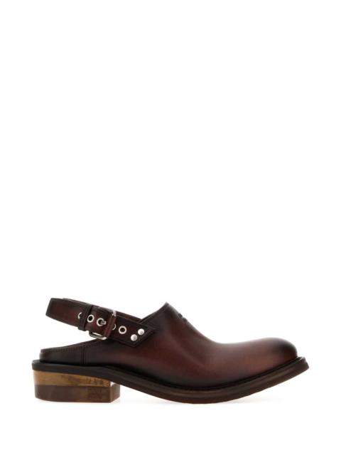 Miu Miu Miu Miu Women Chocolate Leather Foule Slippers