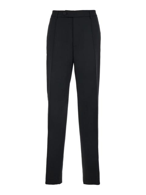 Golden Goose Golden Goose Men Black Trousers With Button Closure And Star Logo Detail On The Back In Wool And Sat