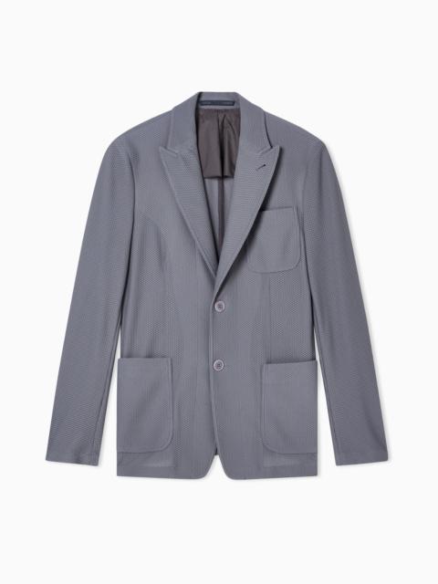GIORGIO ARMANI SINGLE-BREASTED JACKET IN TECHNICAL WAFFLE FABRIC