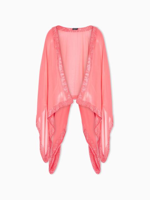 GIORGIO ARMANI SILK CAPE WITH CRYSTAL DETAIL