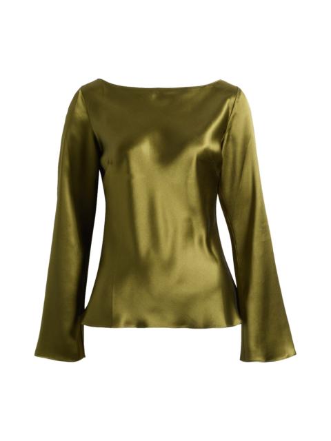 Reformation Reformation Marlow Silk Top in Moss Garden at Nordstrom