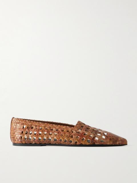 Loro Piana Ayame Woven Leather Pointed-toe Flats