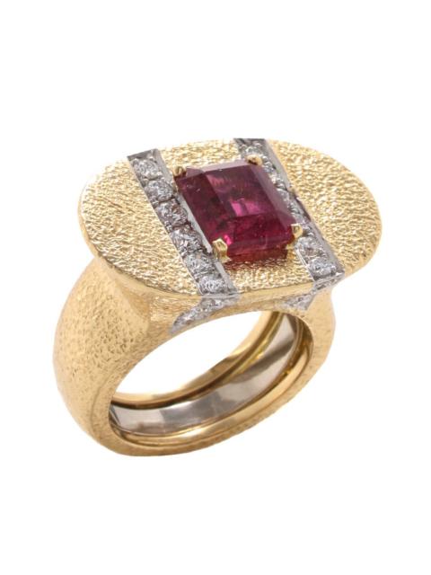 DAVID WEBB Pink Tourmaline Diamond Color Road Ring