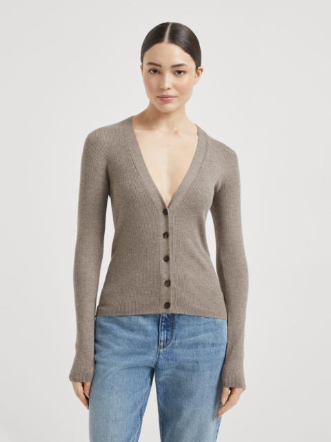 Brunello Cucinelli Sparkling cashmere lightweight rib cardigan