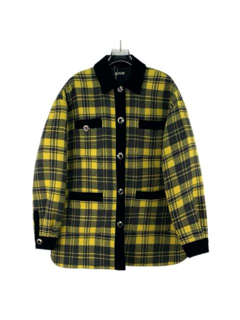 Miu Miu Miu Miu Color-Blocked Wool Single-Breasted Long Sleeve Jacket
