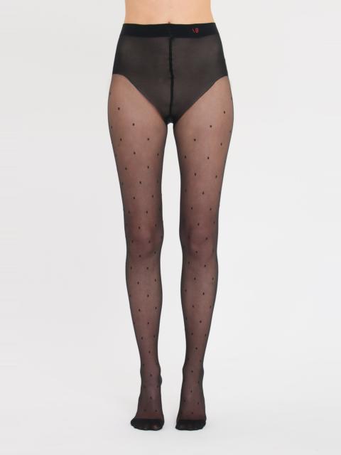Victoria Beckham Rectangle Polka Dot Tights In Black