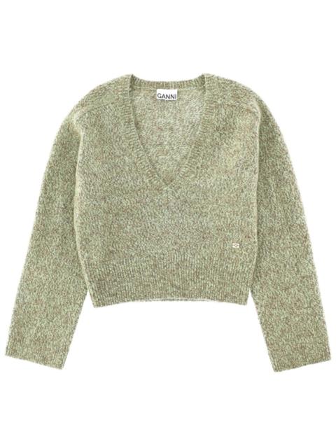 GANNI WOOL AND MOHAIR V-NECK SWEATER
