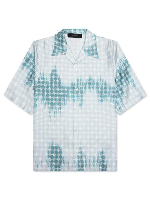 AMIRI MA QUAD BLEACHED CAMP SHIRT - MARINE