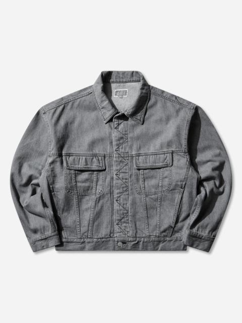 Cav Empt Men's Washed Black Denim Trucker Jacket Grey