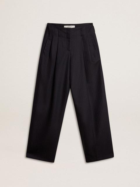 Golden Goose Women’s dark blue tailored trousers with vertical stripe
