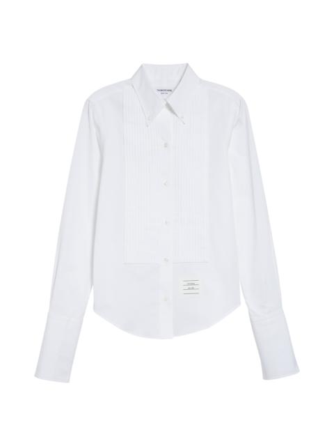 Thom Browne Thom Browne Plissé Bib Button-Down Shirt in White at Nordstrom