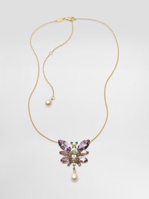 Dolce & Gabbana Butterfly Necklace 18-carat yellow gold and amethysts