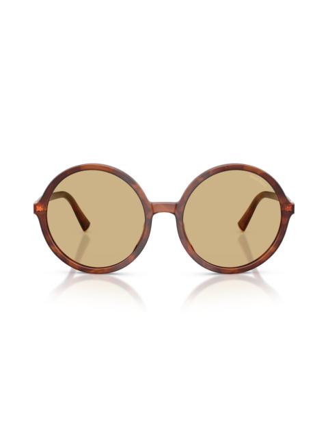 Miu Miu Miu Miu 59mm Gradient Round Sunglasses in Striped Tobacco /Yellow at Nordstrom