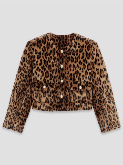 maje Leopard faux fur jacket