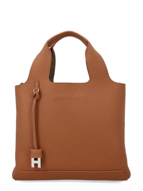 HOGAN LEATHER SHOPPING BAG WITH SHOULDER STRAP