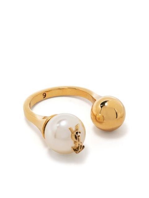 SAINT LAURENT Saint Laurent Ysl Pearl And Ball Ring In Metal