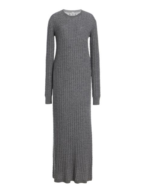 TOTEME Cable Knit Wool Maxi Dress grey