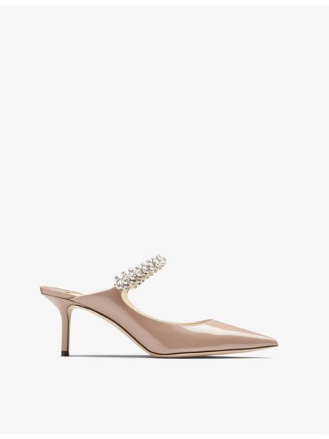 JIMMY CHOO Bing 65 crystal-embellished patent-leather heeled mules