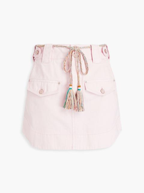 Zimmermann Belted denim mini skirt