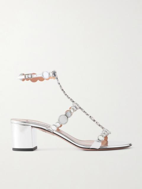 AQUAZZURA Afterglow 50 Metallic Leather Sandals