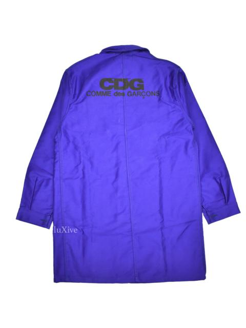 Comme Des Garçons CDG Good Design Shop Le Labourer Logo Print Blue Overcoat DS