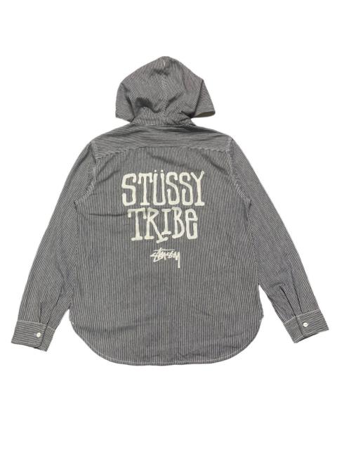 Stüssy Stussy Denim Hickory Striped Hoodie Embroidery