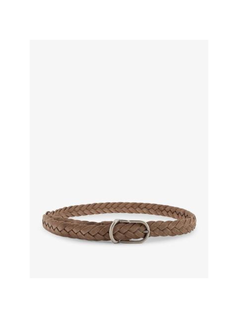 Brunello Cucinelli BRUNELLO CUCINELLI Beige Braided 30mm Suede Belt New (Men's