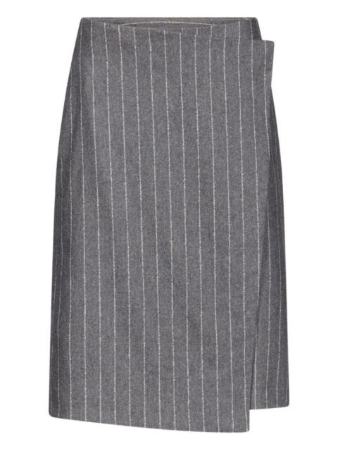 Loulou de Saison MASON pinstripe wrap midi skirt