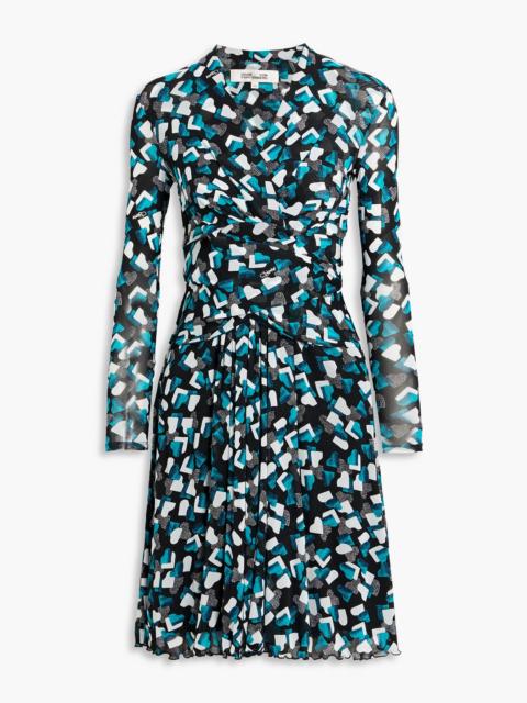 DIANE VON FURSTENBERG Brenda wrap-effect printed stretch-mesh mini dress
