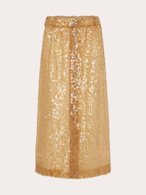 rabanne Embellished Sequin-Embroidered Midi Skirt