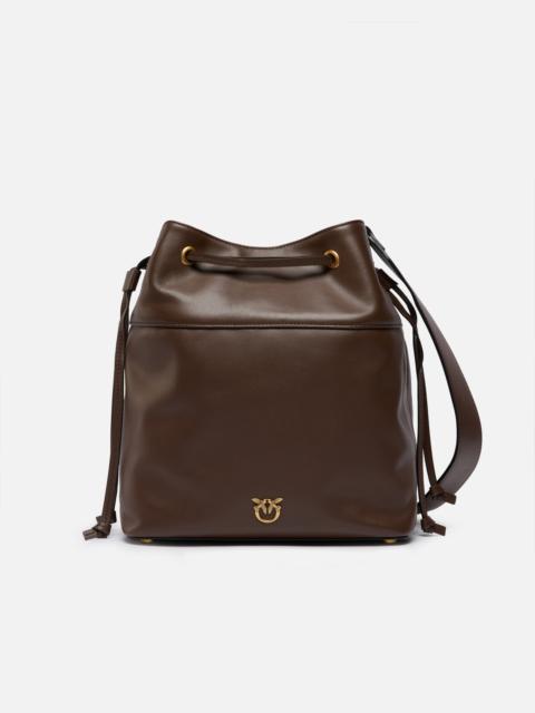 PINKO LEATHER BUCKET BAG WITH LOVE BIRDS LOGO