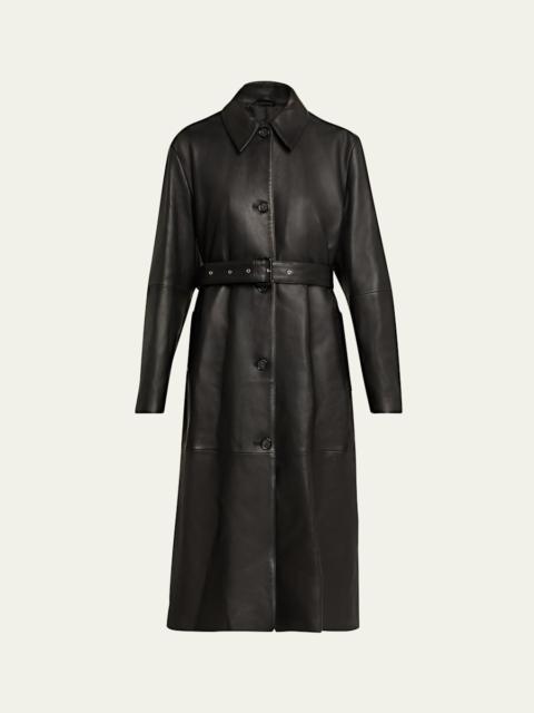 TOTEME Belted Leather Oversized Coat
