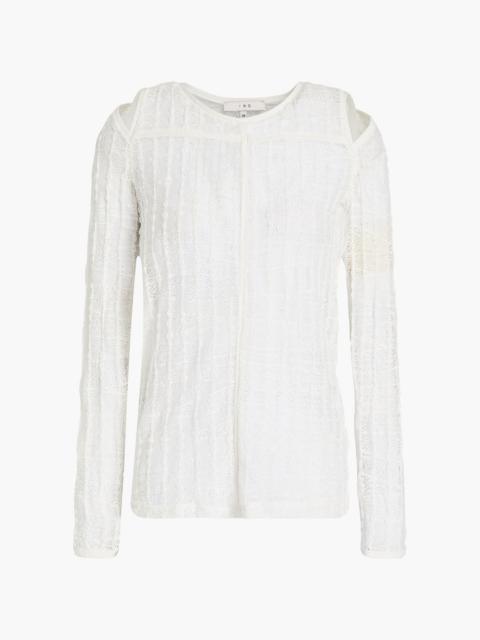Other Designers Camille cold-shoulder crochet-knit cotton-blend top