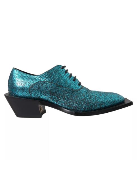 Dolce & Gabbana Teal Derby Block Heel Shoes