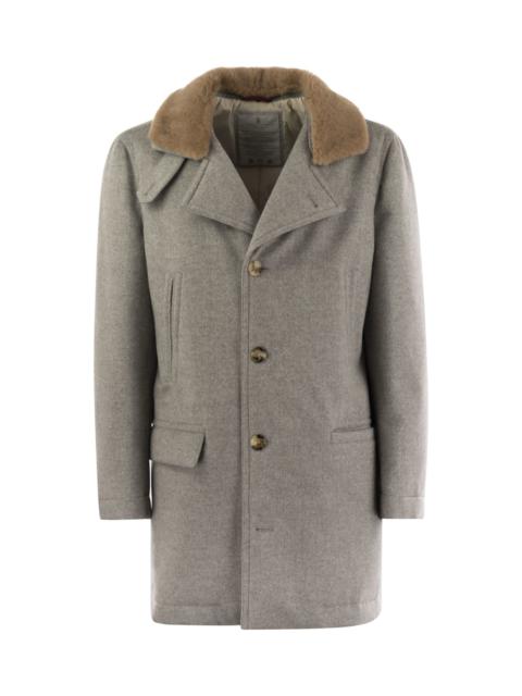 Cashmere Coat With Shearling Collar