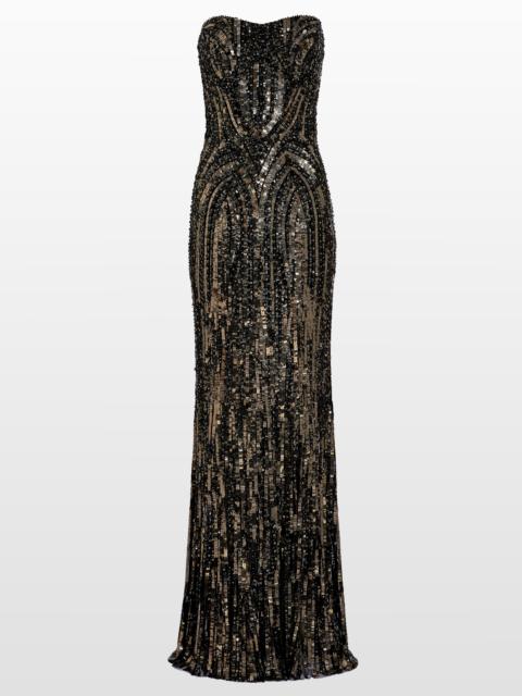 JENNY PACKHAM Jenny Packham Euphoria Sequin-Embellished Strapless Dress in Liquorice at Nordstrom