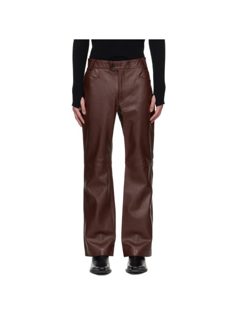 ERNEST W. BAKER Burgundy Flare Leather Pants