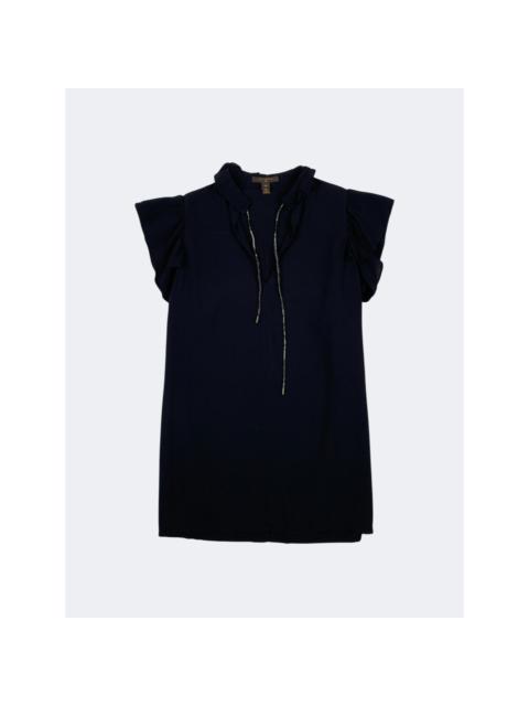 Louis Vuitton Resort 2017 Black Crepe Monogram Tie Blouse