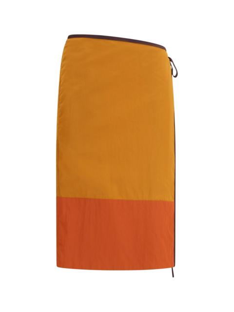 SAINT LAURENT Saint Laurent Tie-detail Color-block Skirt Teak