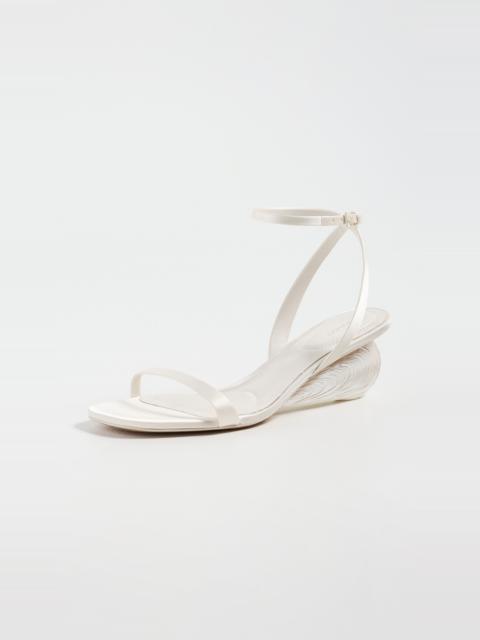 SIMKHAI Bridget Satin Oyster Shell Wedge Sandals