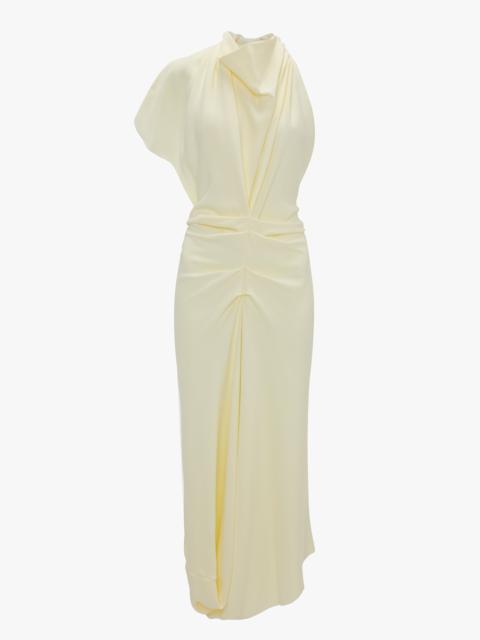 Victoria Beckham Backless Scarf Detail Midi Dress In Vanilla