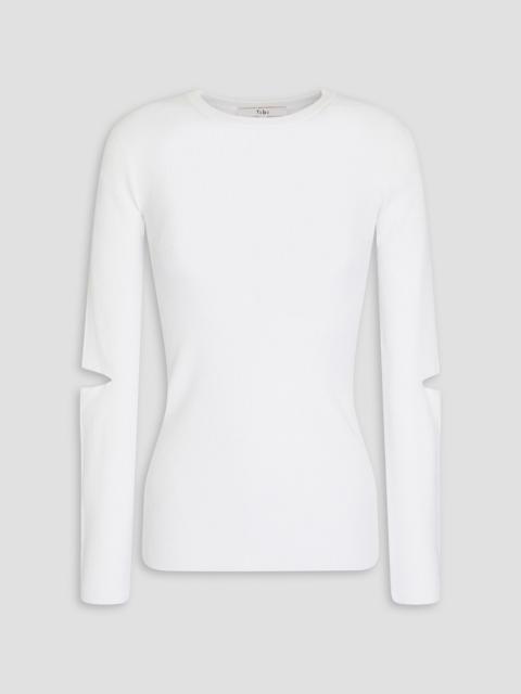 Tibi Cutout ribbed jersey top