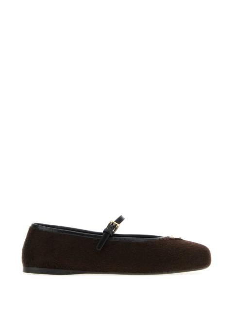 Prada Prada Women Dark Brown Fabric Ballerinas