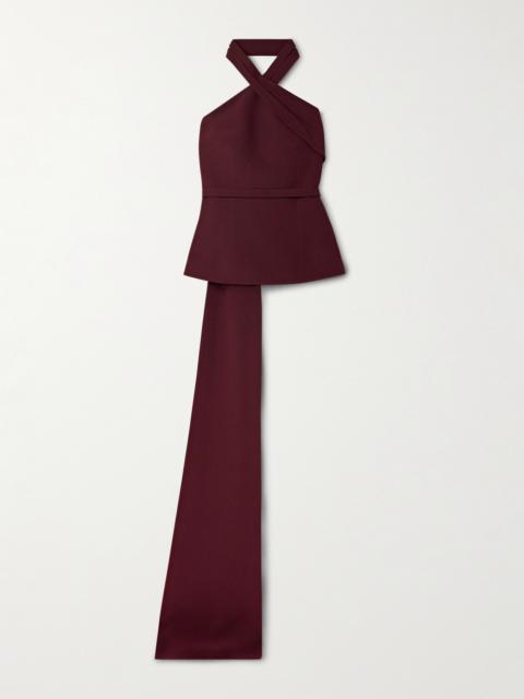 Safiyaa Odele Asymmetric Draped Crepe Halterneck Top